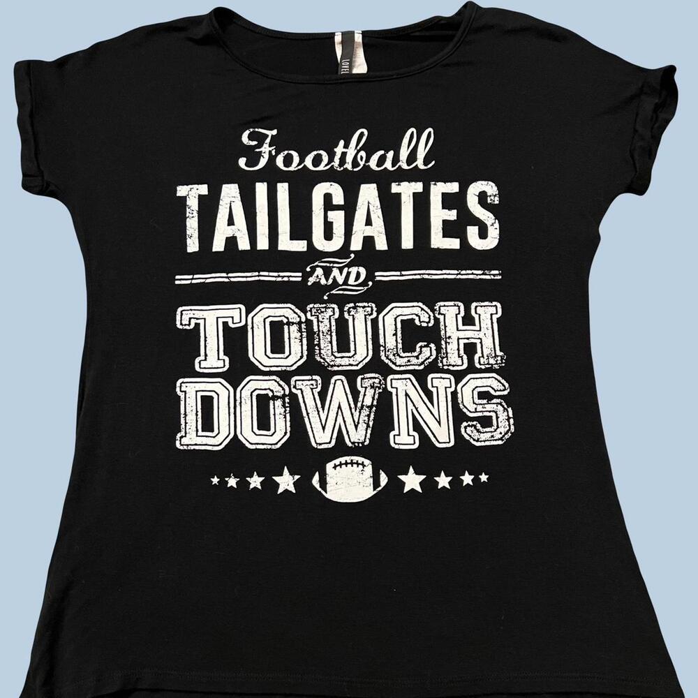 Black and white football tailgates and touch downs t-shirt